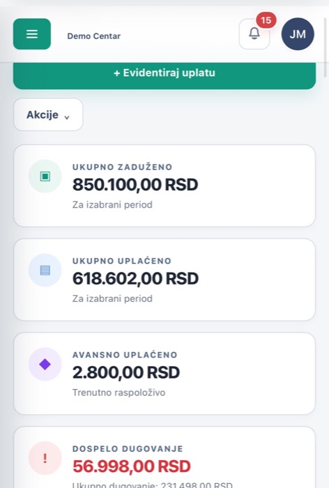 Finansije centra na mobilnom telefonu